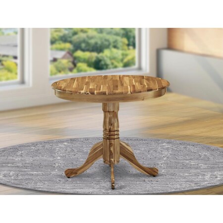 East West Furniture 36 in. Antique Round Acacia Wood Neutral Dining Table ANT-ANA-TP